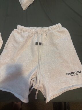 ESSENTIALS Light Heather Gray Fleece Shorts
